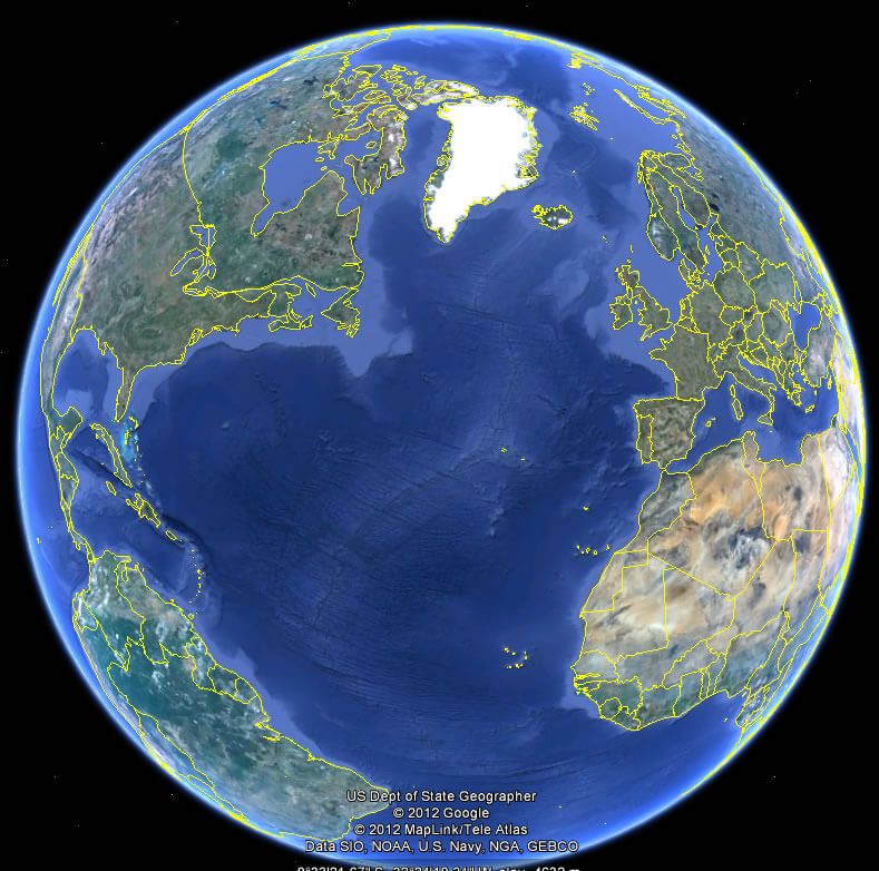 erde nordlich atlantisch ozean karte